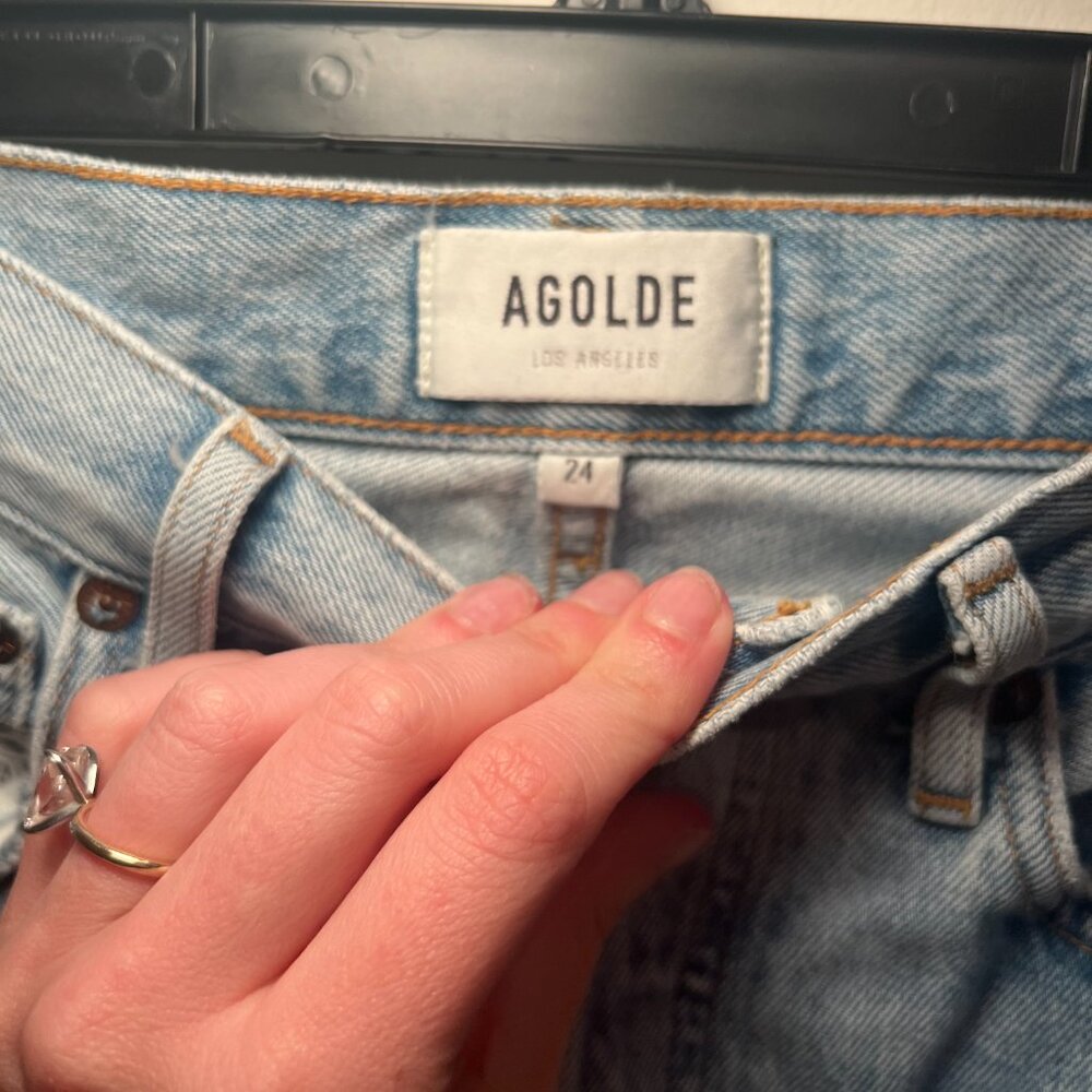 Agolde Light Wash Straight Leg Jeans - Picture 5 of 7